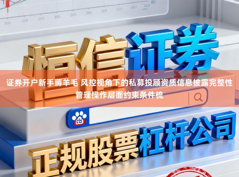 证券开户新手薅羊毛 风控视角下的私募投顾资质信息披露完整性管理操作层面约束条件梳